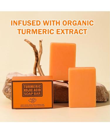 Kojic Acid & Turmeric Soap - Dark Spot Remover Brightening Soap - Turmeric Soap Bar for Acne Dark Spots Blackheads - Kojic Acid Soap for Face and Body - Buy Online on GoSupps.com