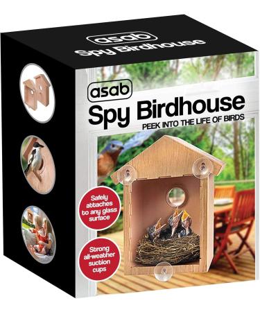ASAB Wild Bird Watching Nesting Box Set | Birdhouse Kit with Spy Window and One Way Mirror Foil | Plastic Robin House with Wood Looking Design - Buy Online on GoSupps.com