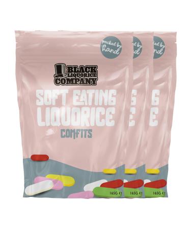 Black Liquorice Company - Soft Eating Liquorice Liquorice Comfits 3 x 165g