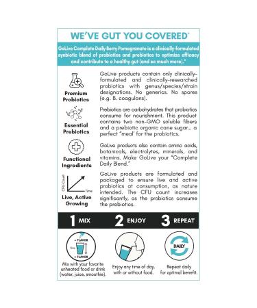 GoLive Probiotics & Prebiotics for Women and Men Glow for Beauty, Sugar-Free Synbiotic Powder. +25 Bllion CFUs 10 Clinical Strains for Healthy, Immune & Digestive Health, 10 Count (Pack of 1) - Buy Online on GoSupps.com