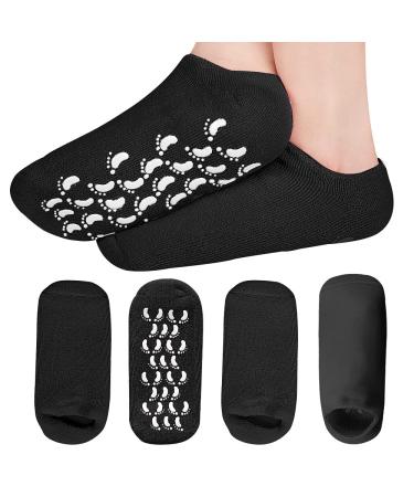 ZEPOHCK Gel Moisturizing Socks Spa Gel Soften Socks for Dry Cracked Feet Skins Gel Lining Infused with Essential Oils and Vitamins (2 Pair) (Black)