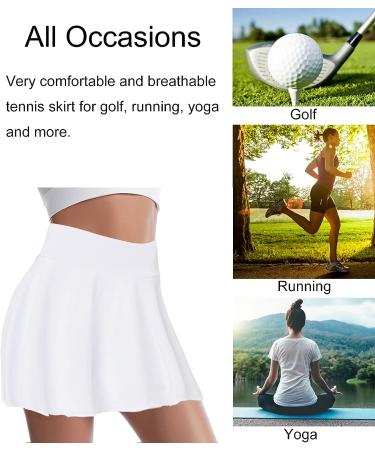 Girls' High Waisted Pleated Golf Skort with Pockets - UV Protection Tennis Skirt in Black/White/Blue - Size S/11-12 Years - Buy Online on GoSupps.com
