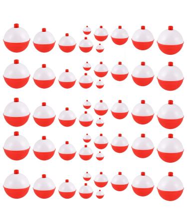 Coopay Fishing Bobbers 30Pcs-50Pcs/Lot Hard ABS Fishing Floats Set Snap on Float Red/White Bobbers Push Button Round Buoy Floats Fishing Tackle Accessories 0.5+1+1.25+1.5+250pcs