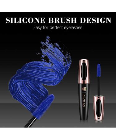 Blue Waterproof 4D Silk Fiber Lash Mascara with Eyeliner & Folding Comb Brush - Lengthening, Volumizing, Long-Lasting, Natural Eye Makeup - Buy Online on GoSupps.com