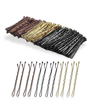 180 Pieces Bobby Pins Hair Clips Hair Grips Kirby Grips - Womens Girls Hair Styling Pins with Storage Box Black Blonde & Brown Black & Blonde & Brown