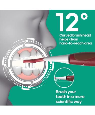 SEAGO Rechargeable Sonic Electric Toothbrush - 30 Days Battery 5 Modes 2 Minute Timer Portable with 8 Brush Heads - Perfect for Adults (Red - Buy Online on GoSupps.com