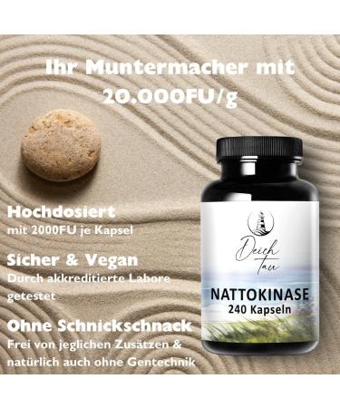 Nattokinase 240 Capsules | High Dose 20 000 FU/g | Vegan & Organic Flaxseed | Regional from Northern Germany - Shop Now! - Buy Online on GoSupps.com