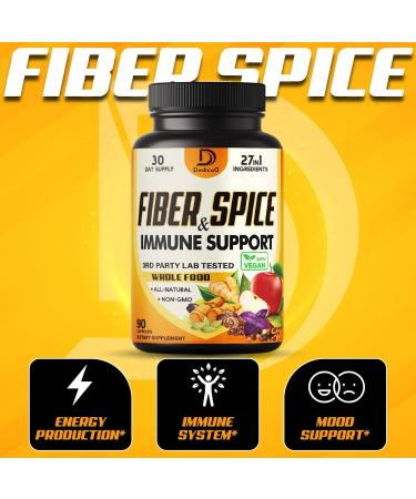 DEDICAD 27in1 Fiber and Spice Supplement - Combined with Organic Psyllium, Whole Apple, Elderberry & More - Support Mood, Body & Immunity - 90 Capsules for 1 Month - Buy Online on GoSupps.com