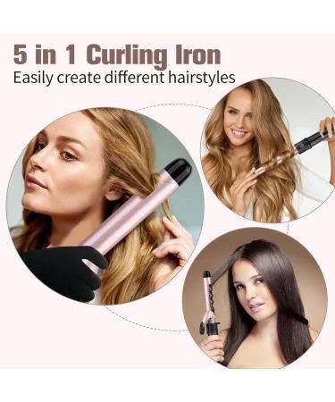 5 in 1 Upgraded Curling Wand with Interchangeable Barrels for Long/Short Hair - LCD Display, Ceramic Coating, Adjustable Temperature - Curling Tongs Iron Set - Buy Online on GoSupps.com