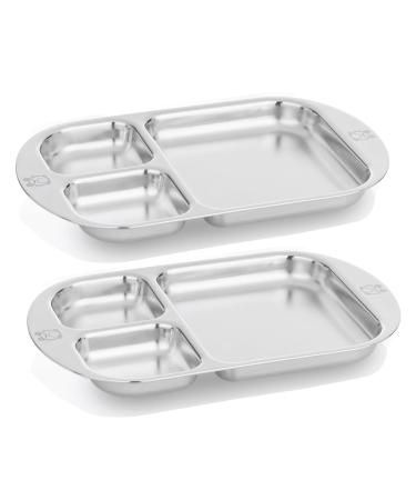 Kiddobloom Children Stainless Steel Divided Plates (2 pc) - Frog Frog Plates