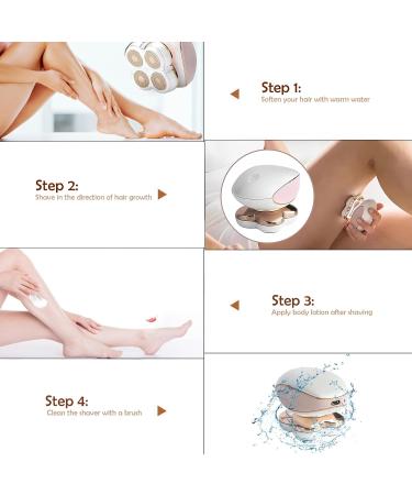 Ruiqas Waterproof Electric Lady Razor Rechargeable and Cordless Painless Women Bikini Remover for Legs Face Body Lips Pink - Buy Online on GoSupps.com