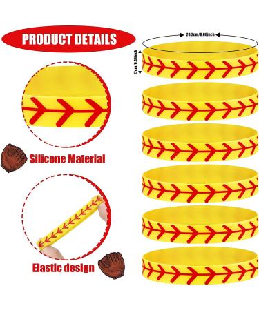 24-Piece Softball Charms Set - Yellow Softball Keychains with Wooden Bat & Silicone Bracelets for Athletes, Teams, Schools & Parties - Buy Online on GoSupps.com