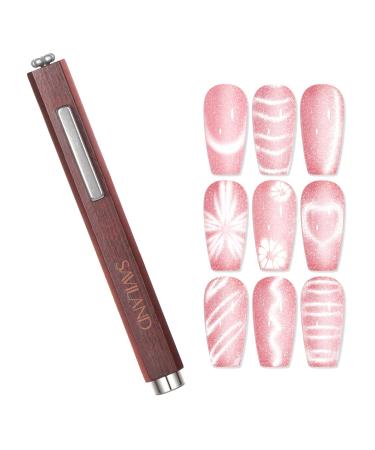 Saviland SAVILAND Cat Eye Magnet Set of 4 High Strength Nail Magnets: 3 in 1 Round Nail Magnets N35 Long Neodymium Stripe Bead Magnet Ultra Strong Nail Polish Magnet Training