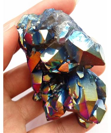 Natural Crystal Rough 110g Natural Metal Colour Aura Angel Crystal Cluster Titanium Coating Quartz Angel Cluster - Buy Online on GoSupps.com