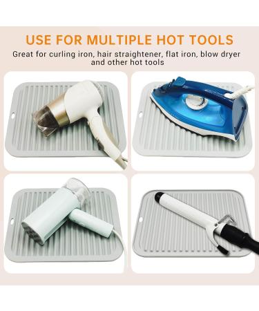 Silicone Heat Resistant Mat for Hair Styling Tools | Portable Travel Mat for Curling Iron Flat Iron & Hair Straightener - Grey - Perfect for Home & Salon Use - Buy Online on GoSupps.com
