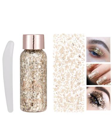 Body glitter gel glitter liquid face body glitter gel festival glitter mermaid sequins chunky glitter liquid face hair make-up long loading sparkling with 1 spoon brown