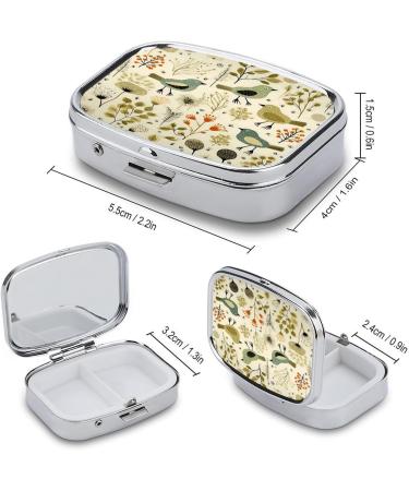 Shop Yellow Leaves Chicken Print Pill Box | 2 Compartment Portable Medicine Organizer | Decorative Metal Pill Case for Pocket & Purse - Buy Online on GoSupps.com