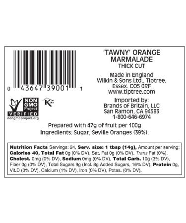 Tiptree Tawny Orange Marmalade 12oz - Rich Citrus Flavor - 1 Pack - Buy Online on GoSupps.com