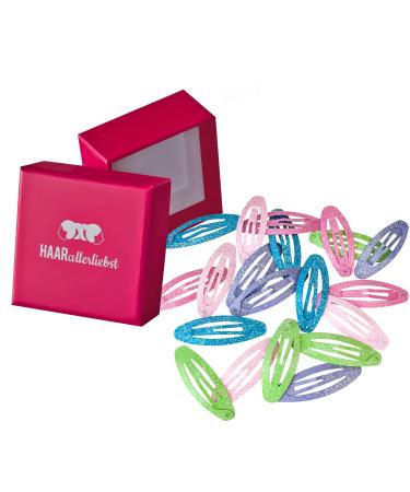HAARallerliebst hair clips oval (20 pieces | glitter | 4.8 cm) for girls including box for storage (box color: pink) - Buy Online on GoSupps.com