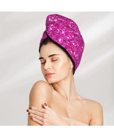 Rose Red Glitter Microfiber Hair Towel - Super Absorbent Quick Dry Hair Wrap for Women | Soft Coral Velvet for Long Curly & Thick Hair - Buy Online on GoSupps.com