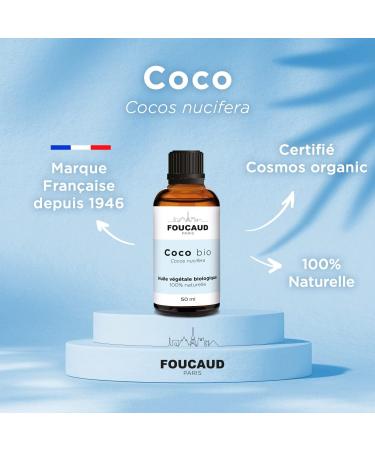 FOUCAUD | Coconut vegetable oil | Cocos nucifera | ORGANIC | 100% natural | Softening | Protective | Nourishes the hair fiber | 50 ml | French brand since 1946 - Buy Online on GoSupps.com