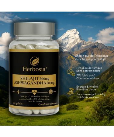 Shilajit 600 mg + Ashwagandha 600 mg Compl ment Ayurv dique Origine Himalaya | 71% Acide Fulvique & Oligo- l ments Naturels | nergie Vitalit & Anti-Stress | 120 G lules Cure 2 Mois 120 unit (Lot de 1) - Buy Online on GoSupps.com