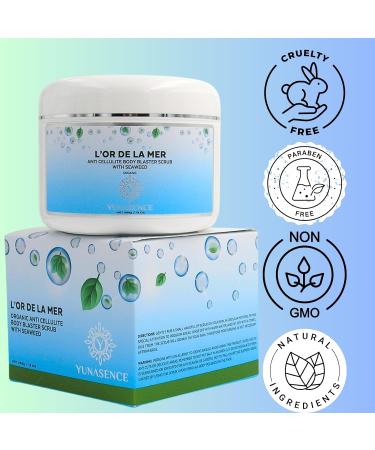 YUNASENCE L OR DE LA MER Organic Anti-Cellulite Body Scrub | Sea Salt Seaweed & Lemongrass 13oz | Smoothing & Exfoliating Skin Treatment - Buy Online on GoSupps.com
