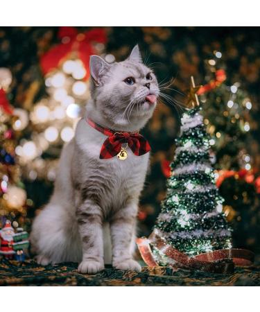 Christmas Cat Collar 2 Pack - Cute Plaid Patterns with Bell and Bow Tie | Adjustable Safety Kitten Collar 8'' to 12 - Buy Online on GoSupps.com