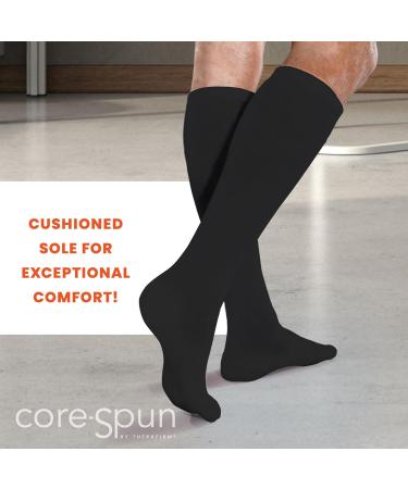 Core-Spun Padded Knee High Socks 20-30 mmHg - Large Black | Comfort & Compression for Every Step - Buy Online on GoSupps.com