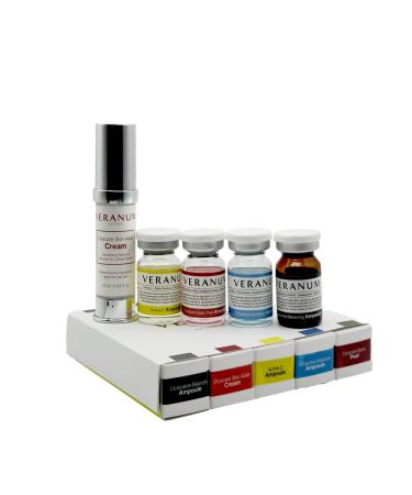 Veranum 7-Day Glow Trial Kit 5-Piece Ampoule + Aider Cream System | MicroFusion 2X Absorption | Vitamin C + Collagen + Centella EV | K-Beauty Discovery Set for Hydration & Radiance (5 Mini Sizes)