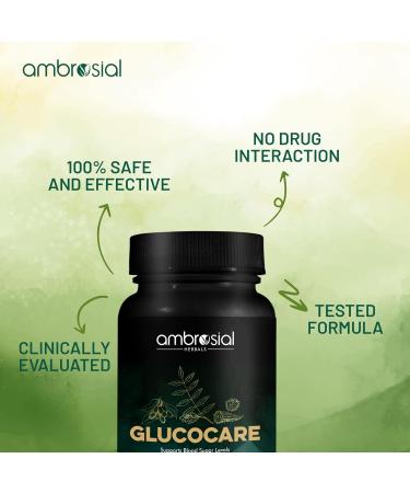 Ambrosial Glucocare - 100% Natural Sugar & Diabetes Support | Bitter Melon Neem & Black Plum | 120 Capsules (Pack of 2) | International Shipping - Buy Online on GoSupps.com