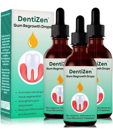 Dentizen Gum Regrowth Drops 3pcs Dentizen Gum Therapy Gel Natural Gum Restore Plus Liquid Drops Mouthwash Gum Repair Toothpaste Gum Regrowth for Receding Gums Teeth Whitening