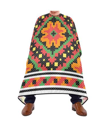 Waterproof Barber Cape -Vintage Geometric Orenge Cheetah Haircut Bib for Men Unisex Hair Cutting Cape(8rp1a)