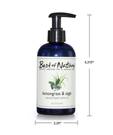 Lemongrass & Sage Aromatherapy Body Oil - 100% Pure & Natural - 8 oz | Best International Shipping - Buy Online on GoSupps.com