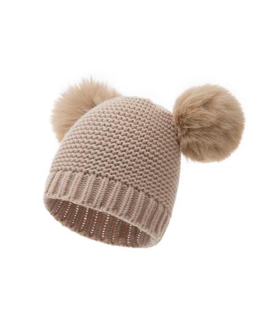 Unisex baby knitting hat baby streak children 3-15 years of warm knitting hat against frostbite toddler knitted beanie hat war winter knitting cap Cap beanie hats unit size beige