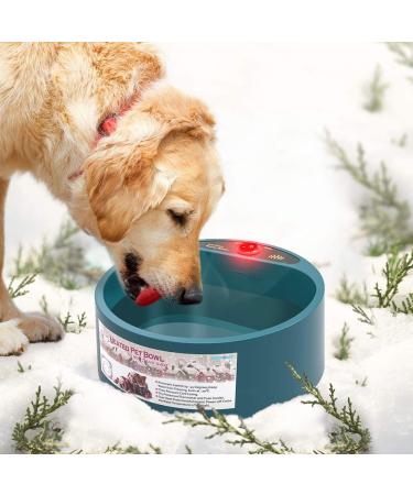 PETLESO Heated Dog Water Bowl- Pet Water Heating Bowl for Cats Dogs Chicken Birds Outdoor Winter Dog Bowl, 68OZ 68OZ Dark Green
