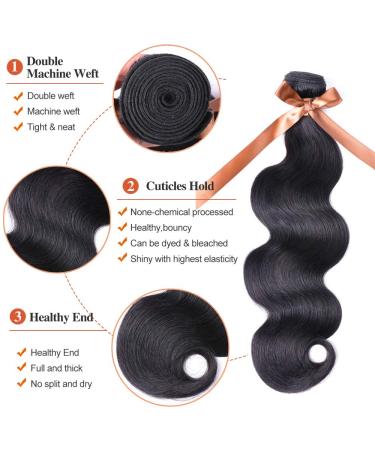 ALLRUN Brazilian Body Wave Human Hair Bundles with Closure - 20 22 24 + 18 Inch Free Part Lace Closure - 100% Unprocessed Virgin Hair - Buy Online on GoSupps.com