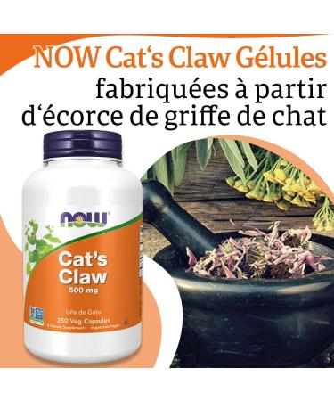 Now Foods Cat's Claw 500 mg 250 Vegetable Capsules Lab Tested Vegetarian Gluten Free Soy Free Vegetarian - Buy Online on GoSupps.com
