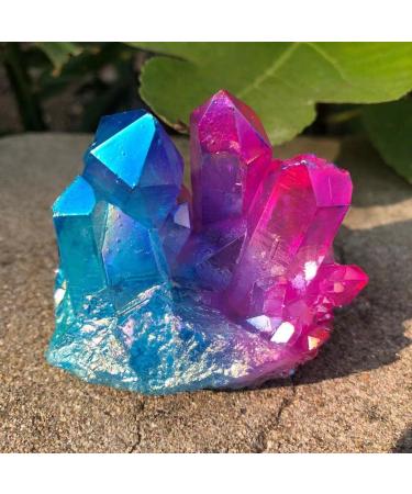 Room Decoration 100-200g Natural Crystal Bluish Violet Angel Aura Quartz Cluster Specimens Titanium Coating Quartz Cluster Beautiful Natural Crystal Stone (Size : 100-150g)