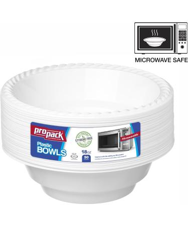 ProPack 1 50 Count Disposable Plastic 18 oz Heavy Weight Bowls - Ideal for Weddings, Parties, Office, School, Outdoor Events - White, Convenient for Take-out and Fast Food - Durable and Versatile (50 Bowls) - Buy Online on GoSupps.com