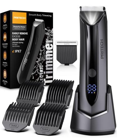PRITECH Electric Body Hair Trimmer - Waterproof Mens Groin Hair Trimmer Ball Shaver USB Recharge Dock Body Grooming Kit with Ceramic Blade Male Hygiene Razor