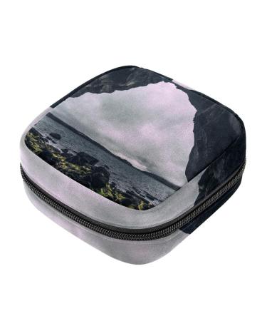 Menstruation bag with zipper women's napkin bag tampons collective bags for women and girls (Icelandic cave landscape)