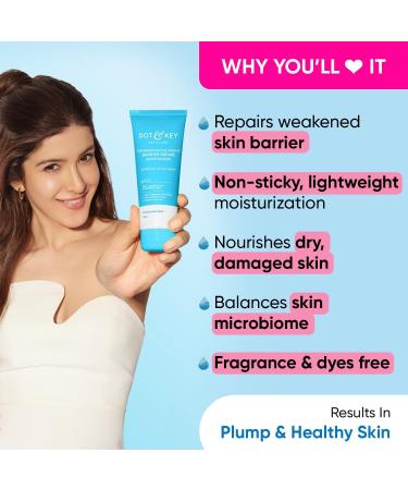 Dot Key Ceramides Moisturizer with Hyaluronic Acid | Intense Hydration & Skin Strengthening | Probiotic & Rice Water Barrier Repair Cream for Dry Normal & Sensitive Skin - 100g - Buy Online on GoSupps.com