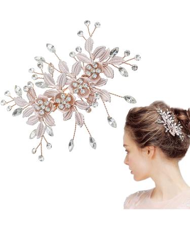 Flower Bridal Wedding Hair Clip Rhinestone Bridal Headpiece Hair Barrette Crystal Handmade Hair Accessories for Women Girls Brides Bridesmaid