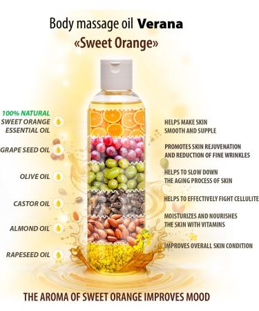 Verena Sweet Orange Massage Oil - Natural Body Oil for Rejuvenation Anti-Stress & Aromatherapy | 1L - Buy Online on GoSupps.com