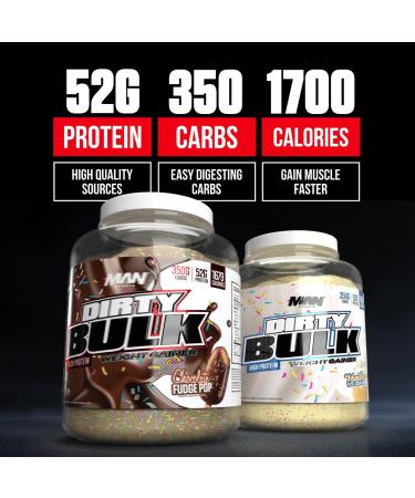 MAN Sports Dirty Bulk Vanilla Ice Cream - High Protein Weight Gainer Powder | 52g Protein | International Shipping - Buy Online on GoSupps.com