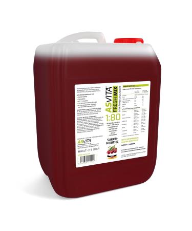 ASVITA Fresh Mix 1:80 Beverage Concentrate - 5L Sugar-Free Syrup 22 Delicious Flavors (Sour Cherry) - International Shipping Available - Buy Online on GoSupps.com
