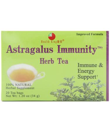 Health King Astragalus Immunity Herb Tea, Teabags, 20-Count Box (Pack of 4)