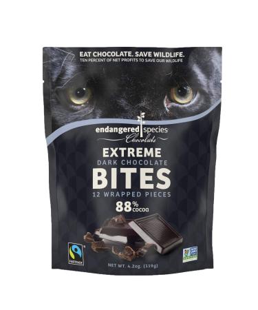 Endangered Species Chocolate Extreme Dark Chocolate Bites 88% Cocoa 12 Wrapped Pieces 4.2 oz (119 g)