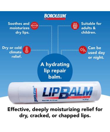 Boroleum Lip Balm and Nasalm Ointment (Combo Pack) Dryness, Soreness, and Stuffiness Relief - Medicated, All Natural Ingredients for Men, Women and Kids - Buy Online on GoSupps.com